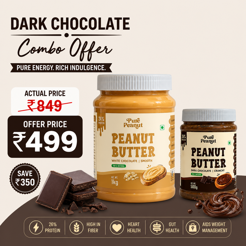 White Chocolate (1kg) + Dark Chocolate (500g) Peanut Butter Combo  Smooth & Crunchy